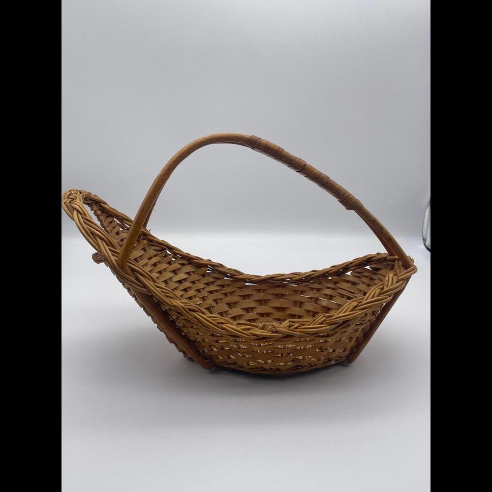 Vintage Wicker Wine Bottle Basket Oblong Boho